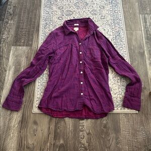 Jcrew boyfriend purple plaid flannel button down (medium)